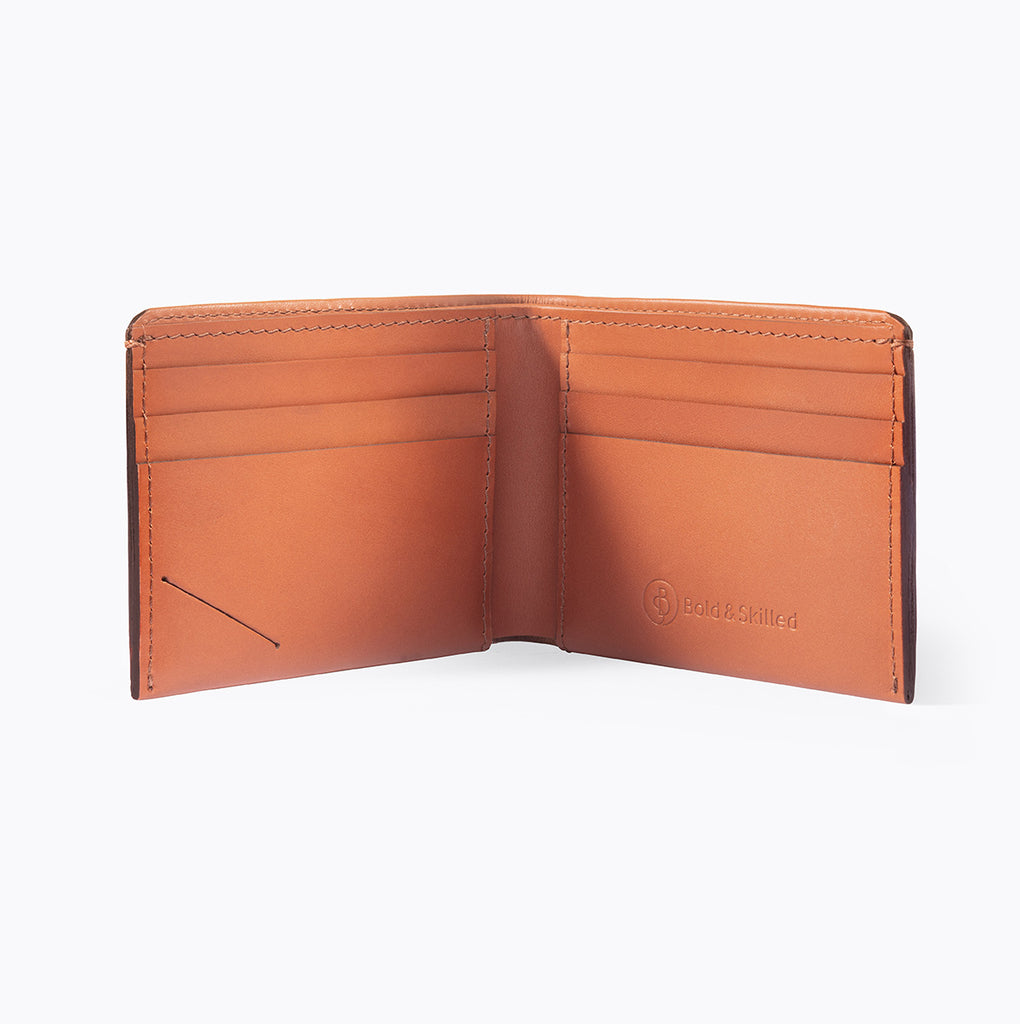 Handmade Warder Bifold Wallet by Bold and Skilled, crafted from premium leather